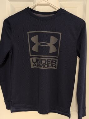Under Armour Navy and Gray Long-Sleeve Logo Performance Tee